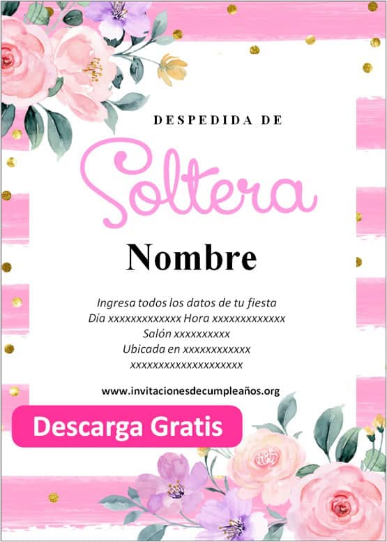 Invitaciones de Despedida de Soltera cumpleaños